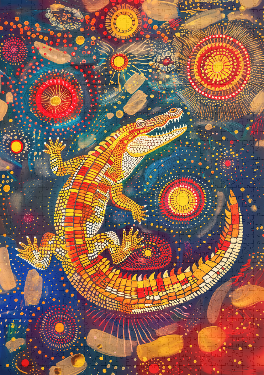 raxxa Premium-Puzzle: Crocodile in Aborigine Dot Art Style – Bild 2