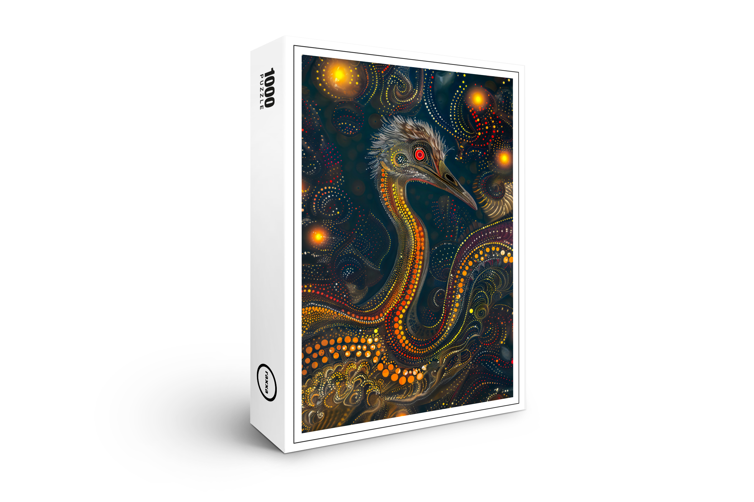 raxxa Premium-Puzzle: Emu in Aborigine Dot Art Style