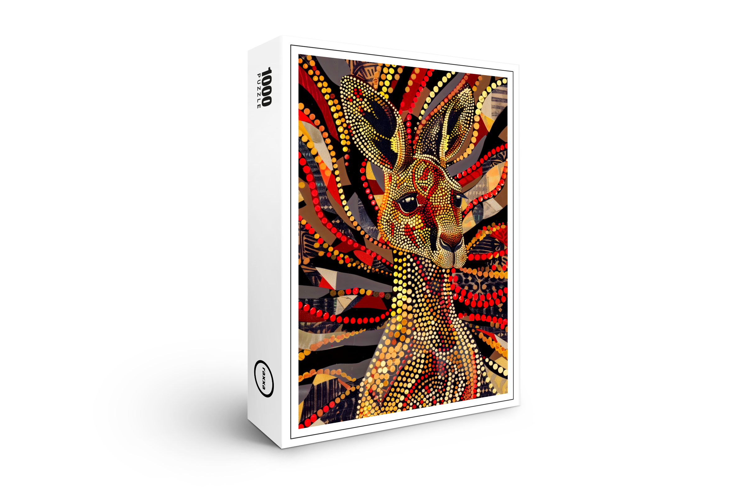 raxxa Premium-Puzzle: Red Kangaroo in Aborigine Dot Art Style