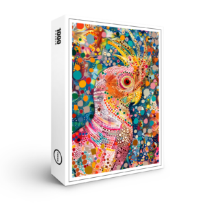 raxxa Premium-Puzzle: Pink Cockatoo in Aborigine Dot Art Style