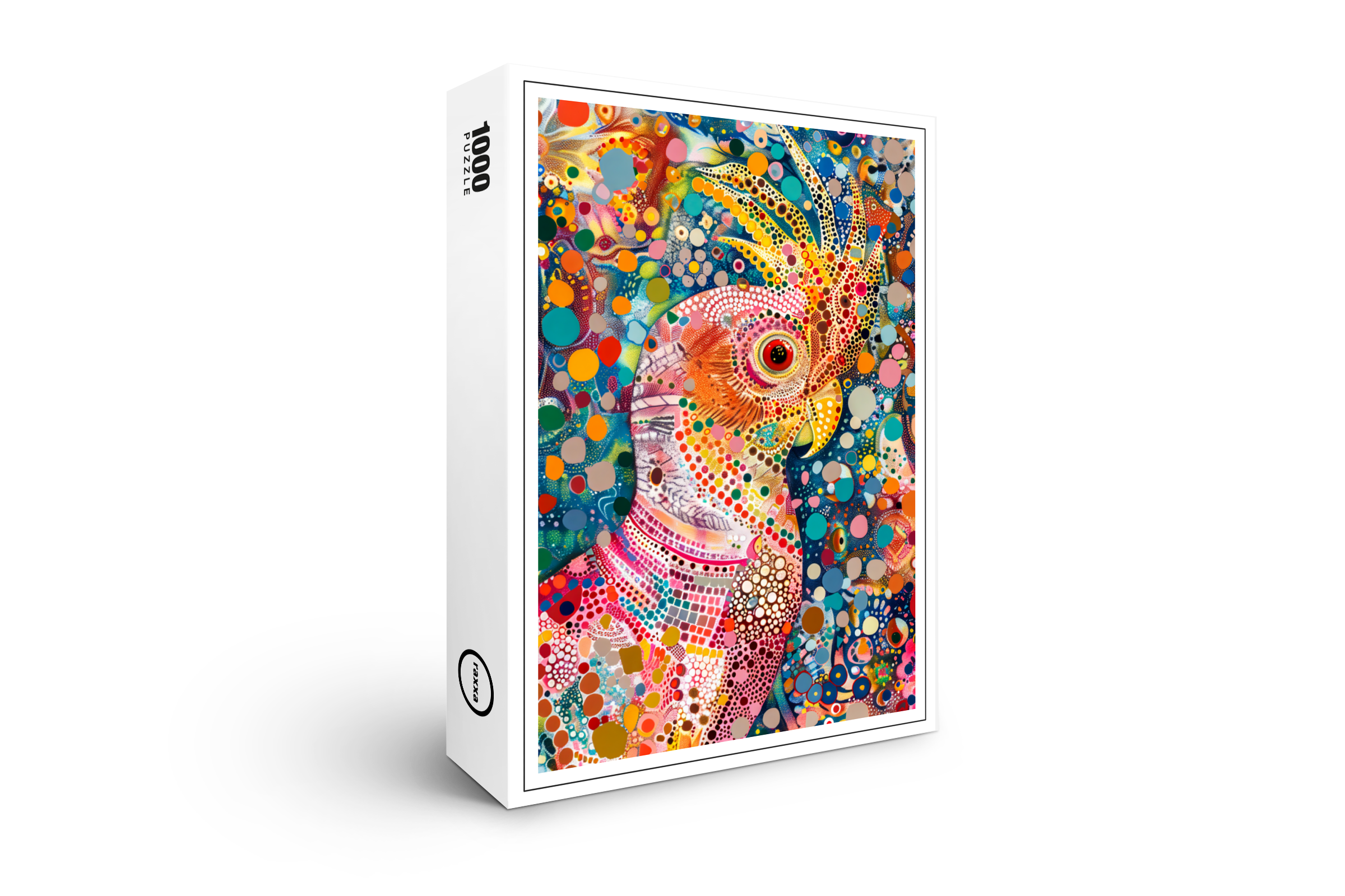 raxxa Premium-Puzzle: Pink Cockatoo in Aborigine Dot Art Style