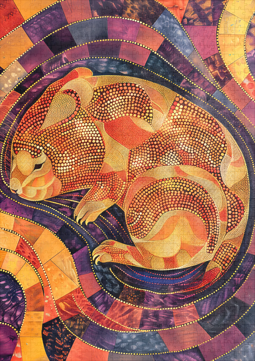 raxxa Premium-Puzzle: Wombat in Aborigine Dot Art Style - Imagen 2