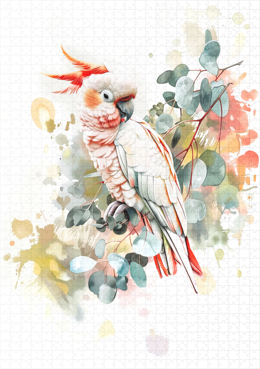 raxxa Premium-Puzzle: Watercolor Red-Capped Kakadu – Bild 2