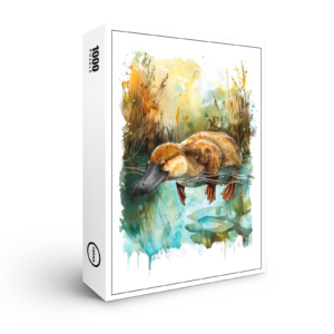 raxxa Premium-Puzzle: Watercolor Platypus Swimming in Pond