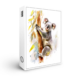 raxxa Premium-Puzzle: Watercolor Koala Climbing Eucalyptus