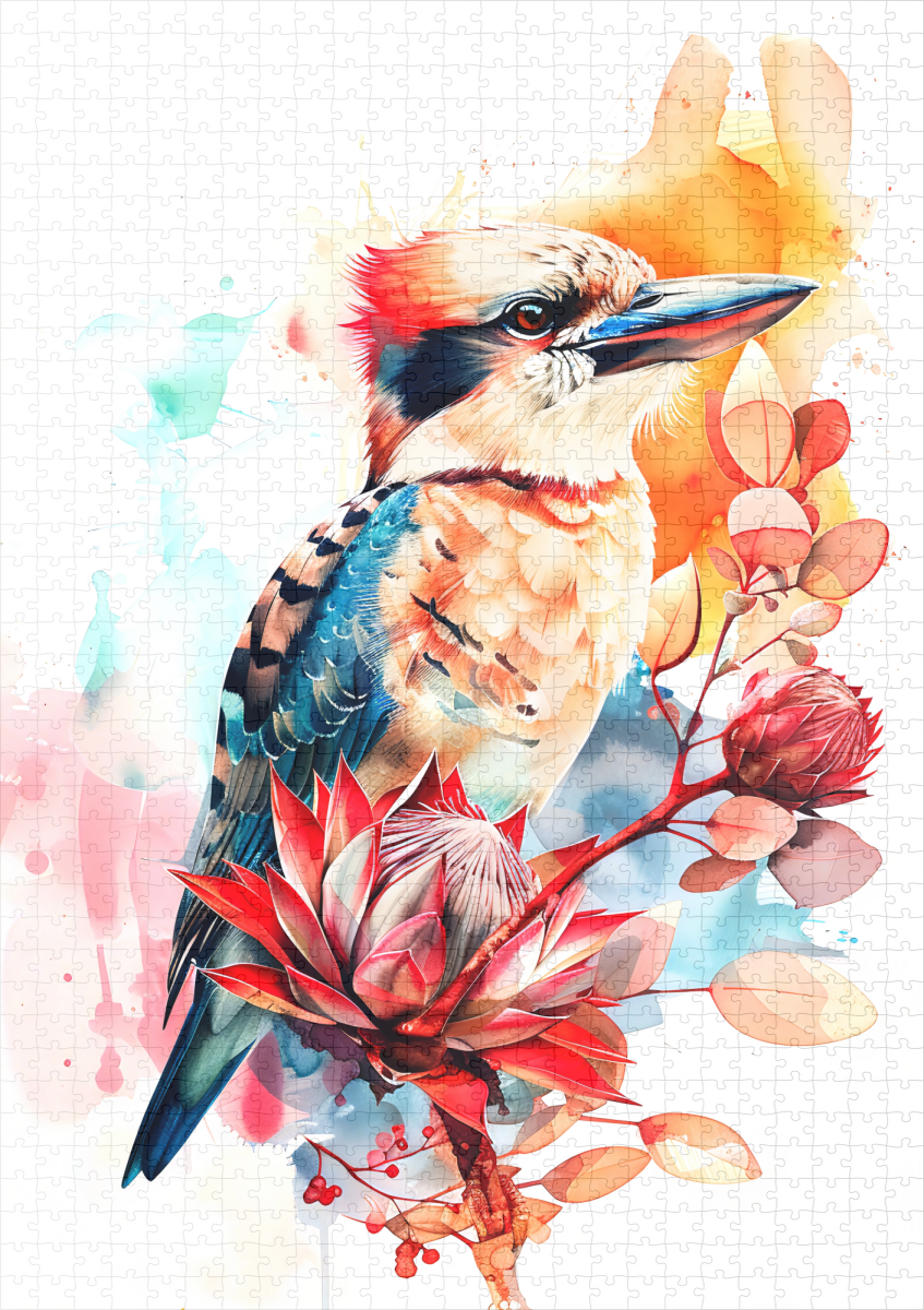 raxxa Premium-Puzzle: Watercolor Kookaburra on Protea - immagine 2