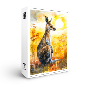 raxxa Premium-Puzzle: Watercolor Kangaroo at Sunset