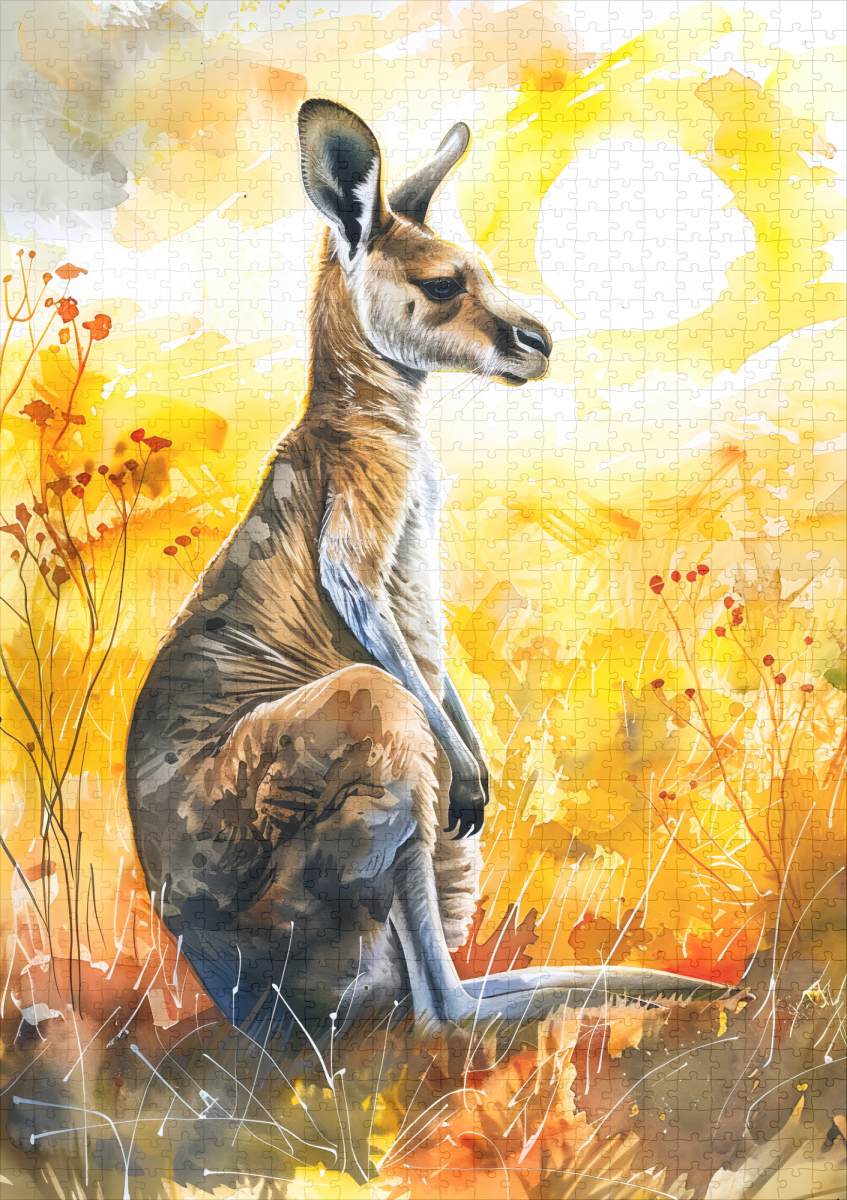 raxxa Premium-Puzzle: Watercolor Kangaroo at Sunset - immagine 2