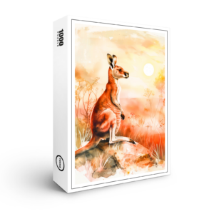 raxxa Premium-Puzzle: Watercolor Kangaroo at Sunset II