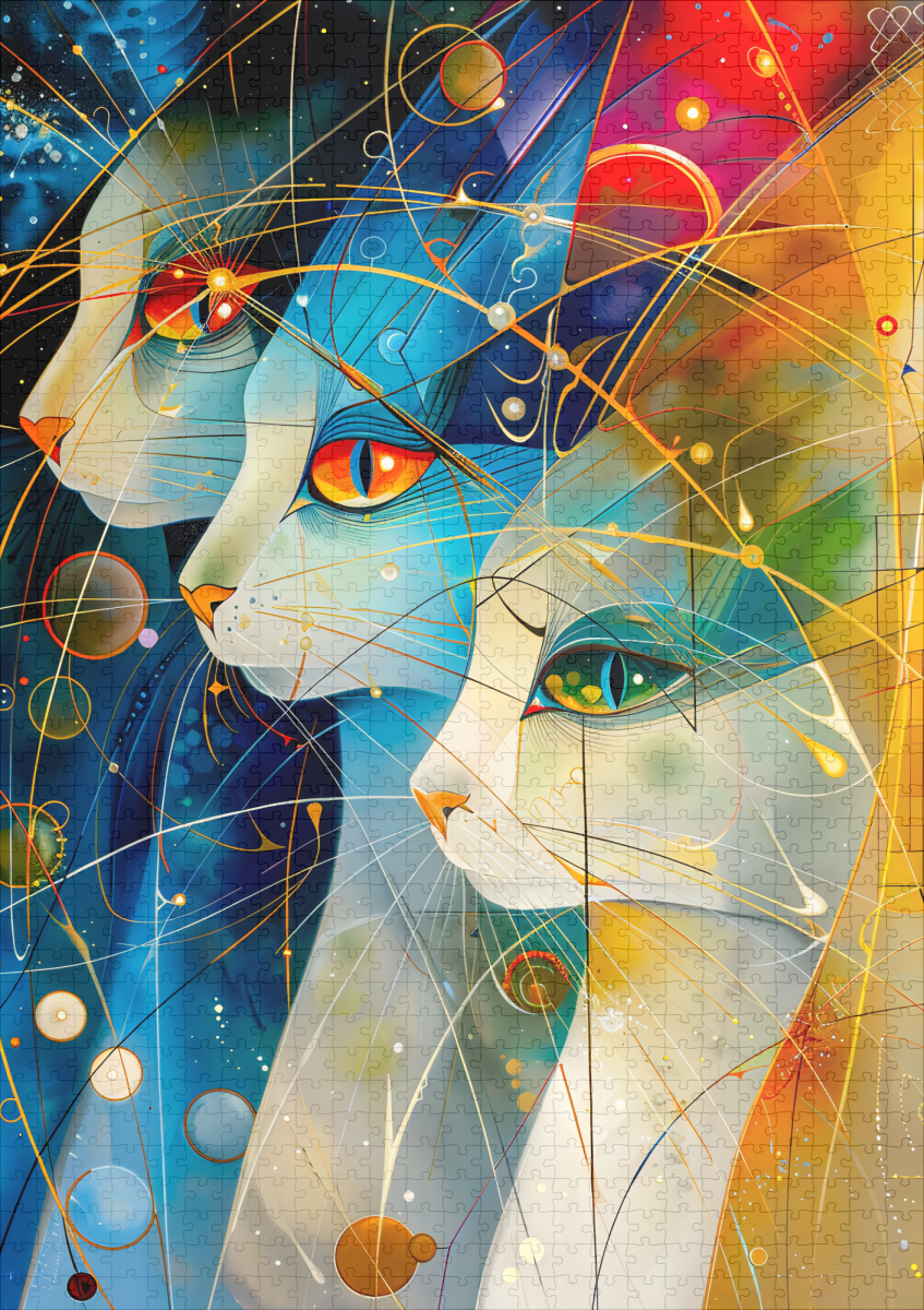 raxxa Premium-Puzzle: Abstract Cat Portrait Amidst Galactic Wonders - Imagen 2
