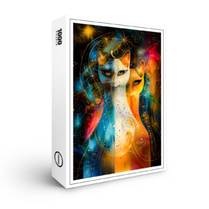raxxa Premium-Puzzle: Cosmic Cat Art with Stellar Background