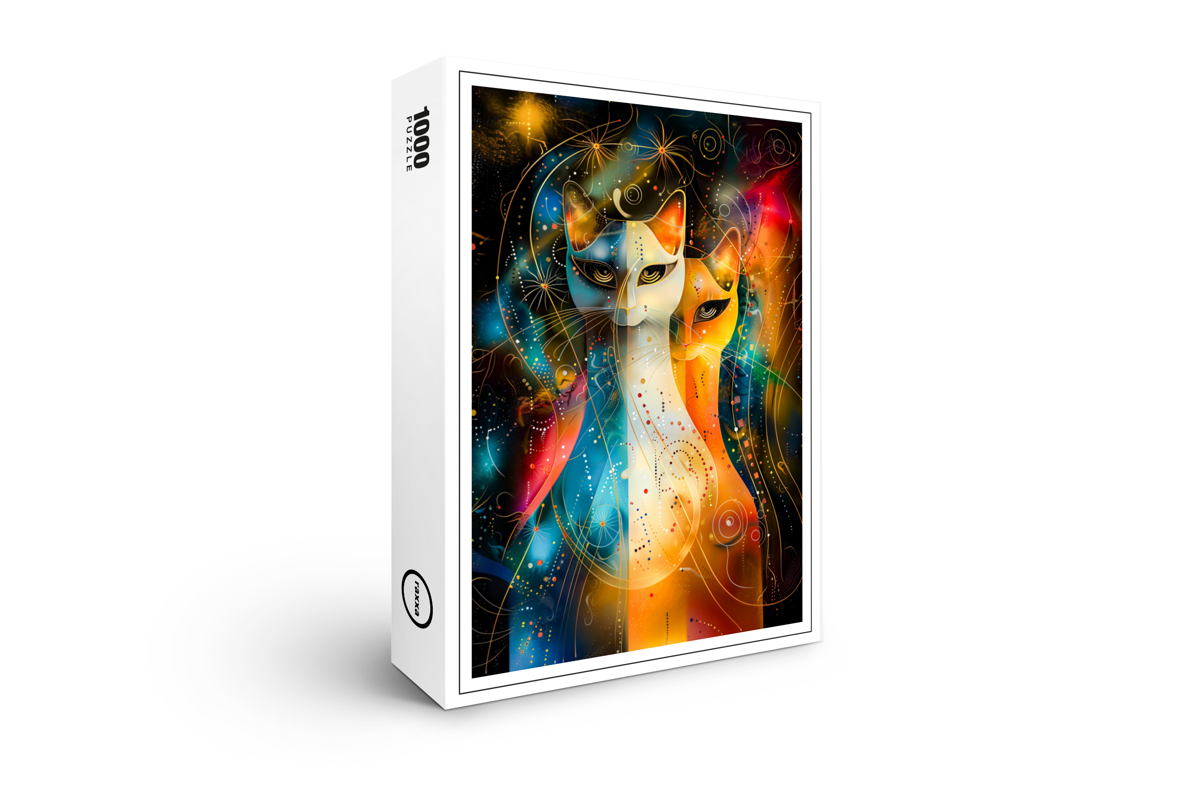 raxxa Premium-Puzzle: Cosmic Cat Art with Stellar Background