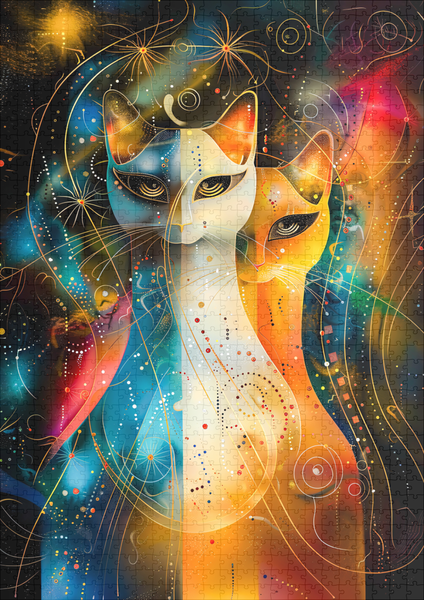 raxxa Premium-Puzzle: Cosmic Cat Art with Stellar Background – Bild 2