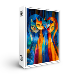 raxxa Premium-Puzzle: Abstract Cat Portrait Amidst Galactic Wonders