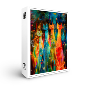 raxxa Premium-Puzzle: Modern Cat Design in Cosmic Galaxy