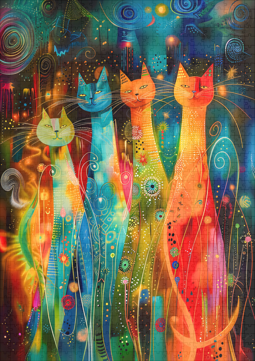 raxxa Premium-Puzzle: Modern Cat Design in Cosmic Galaxy - immagine 2