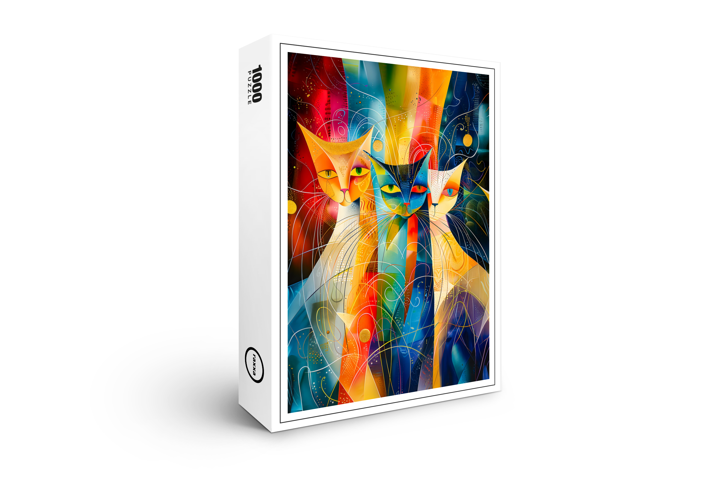 raxxa Premium-Puzzle: Cosmic Cat Art with Stellar Background