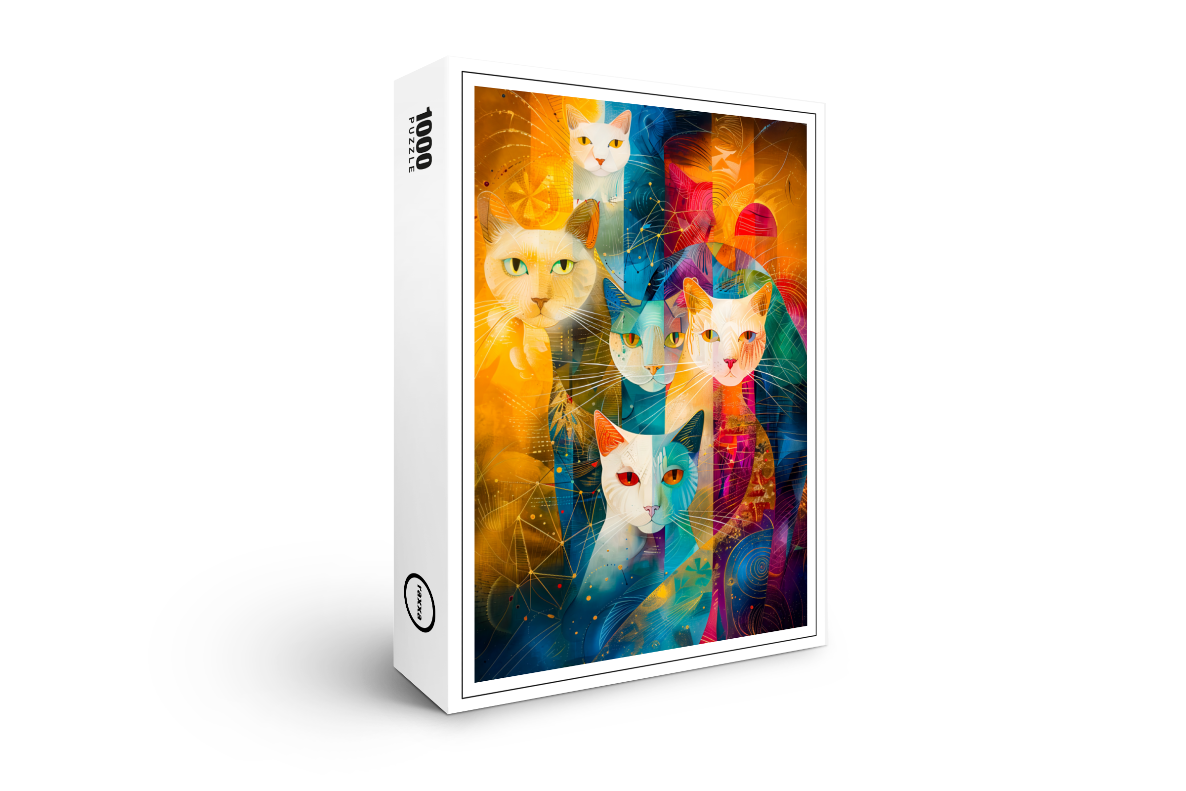 raxxa Premium-Puzzle: Modern Cat Design in Cosmic Galaxy