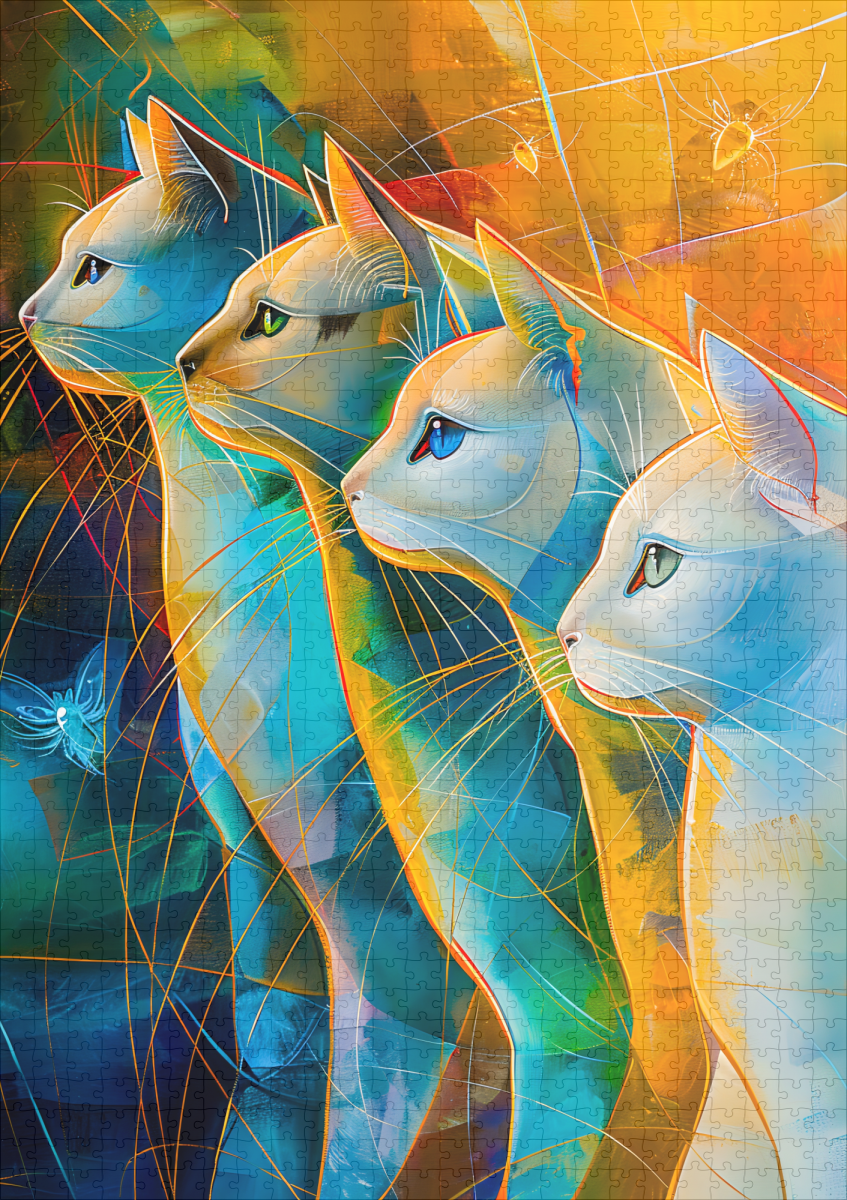 raxxa Premium-Puzzle: Modern Cat Design in Cosmic Galaxy - immagine 2