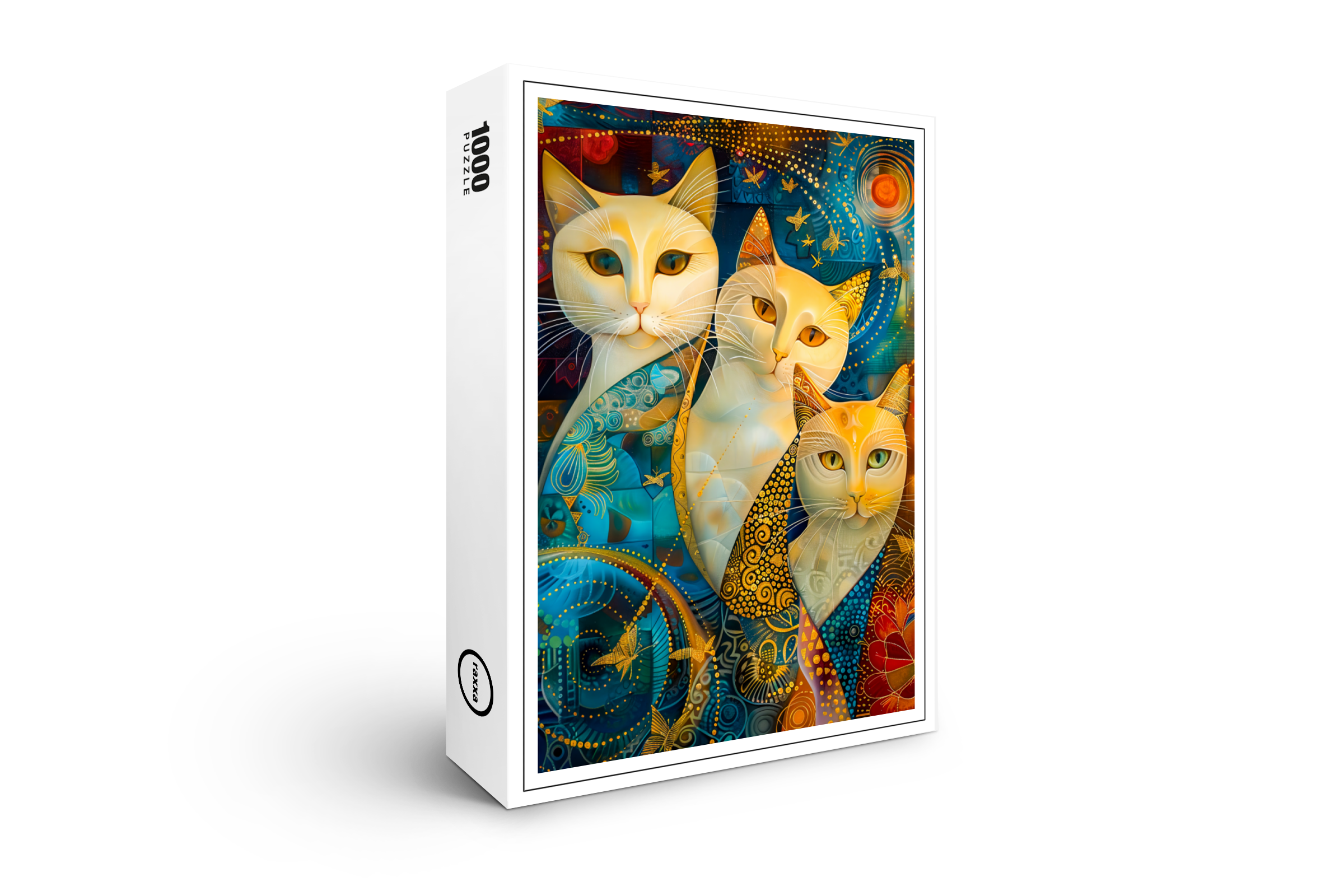 raxxa Premium-Puzzle: Cosmic Cat Art with Stellar Background