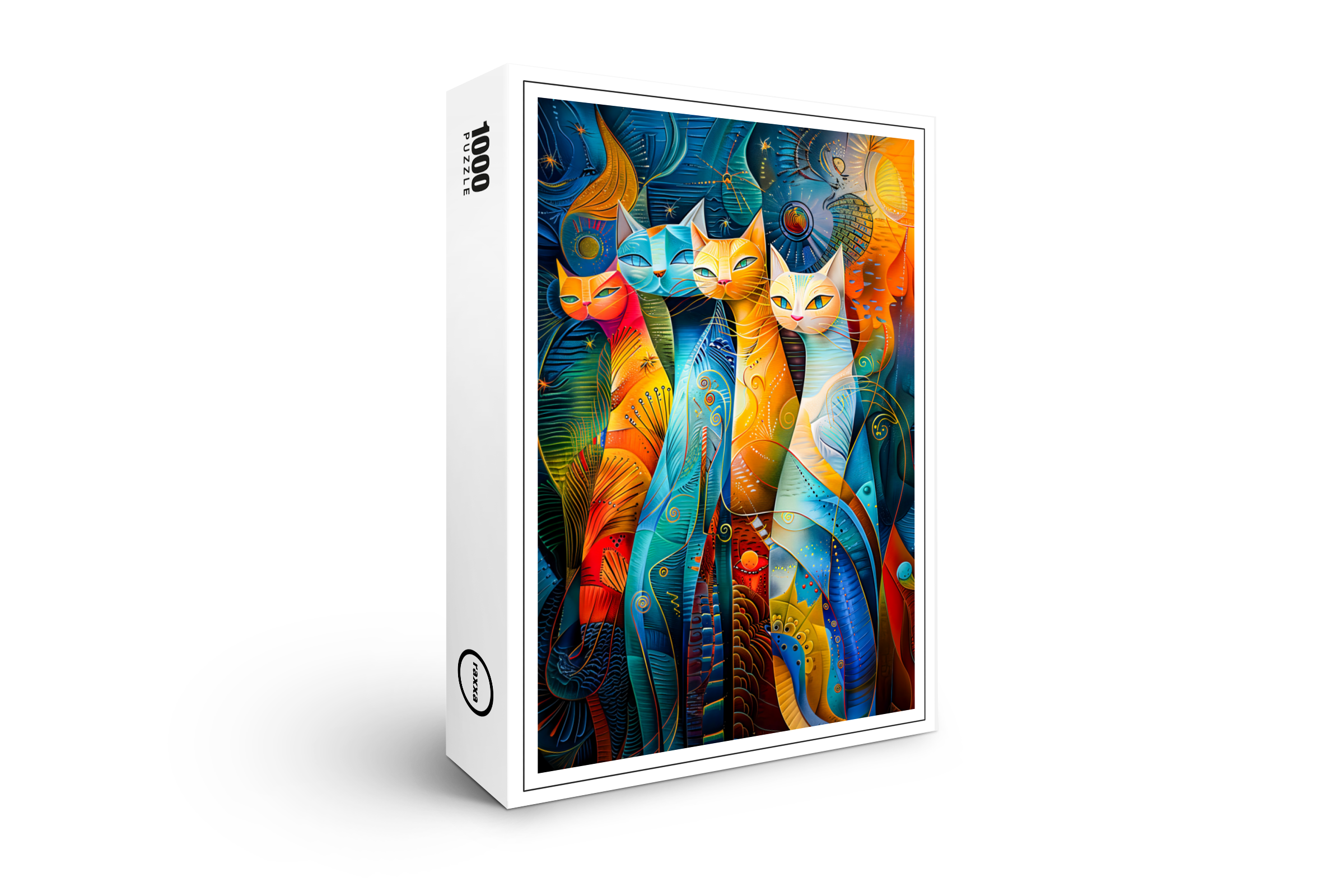 raxxa Premium-Puzzle: Cosmic Cat Art with Stellar Background