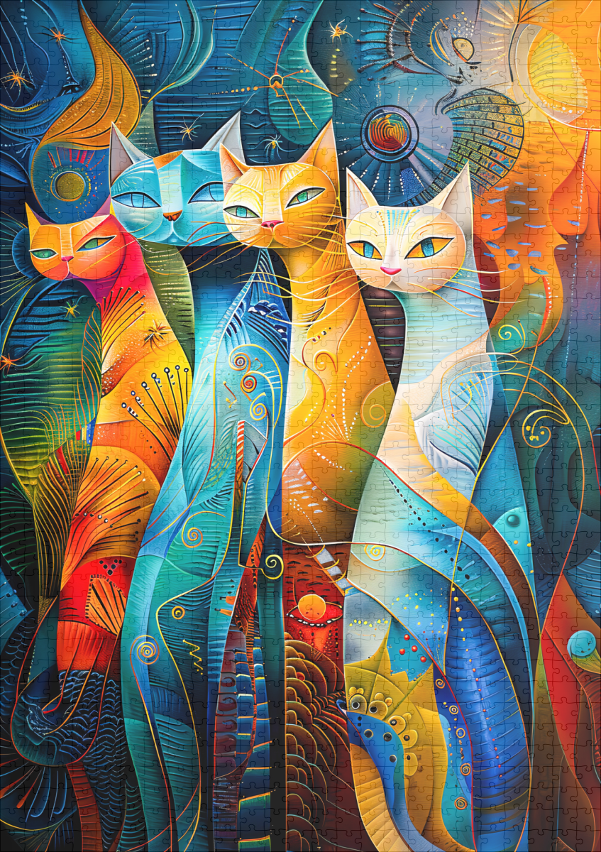 raxxa Premium-Puzzle: Cosmic Cat Art with Stellar Background - immagine 2