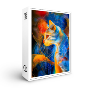 raxxa Premium-Puzzle: Abstract Cat Portrait Amidst Galactic Wonders