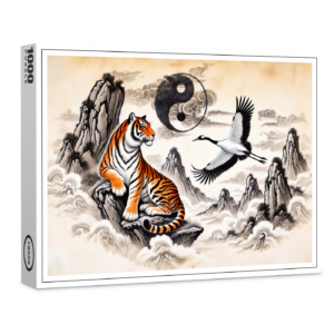 raxxa Premium-Puzzle: Yin and Yang Tiger and Crane in Asian Art Style