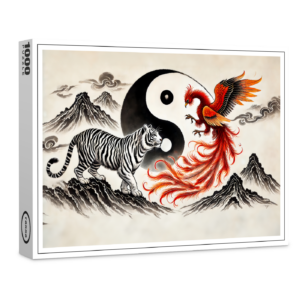 raxxa Premium-Puzzle: Yin and Yang Tiger and Phoenix in Asian Art Style