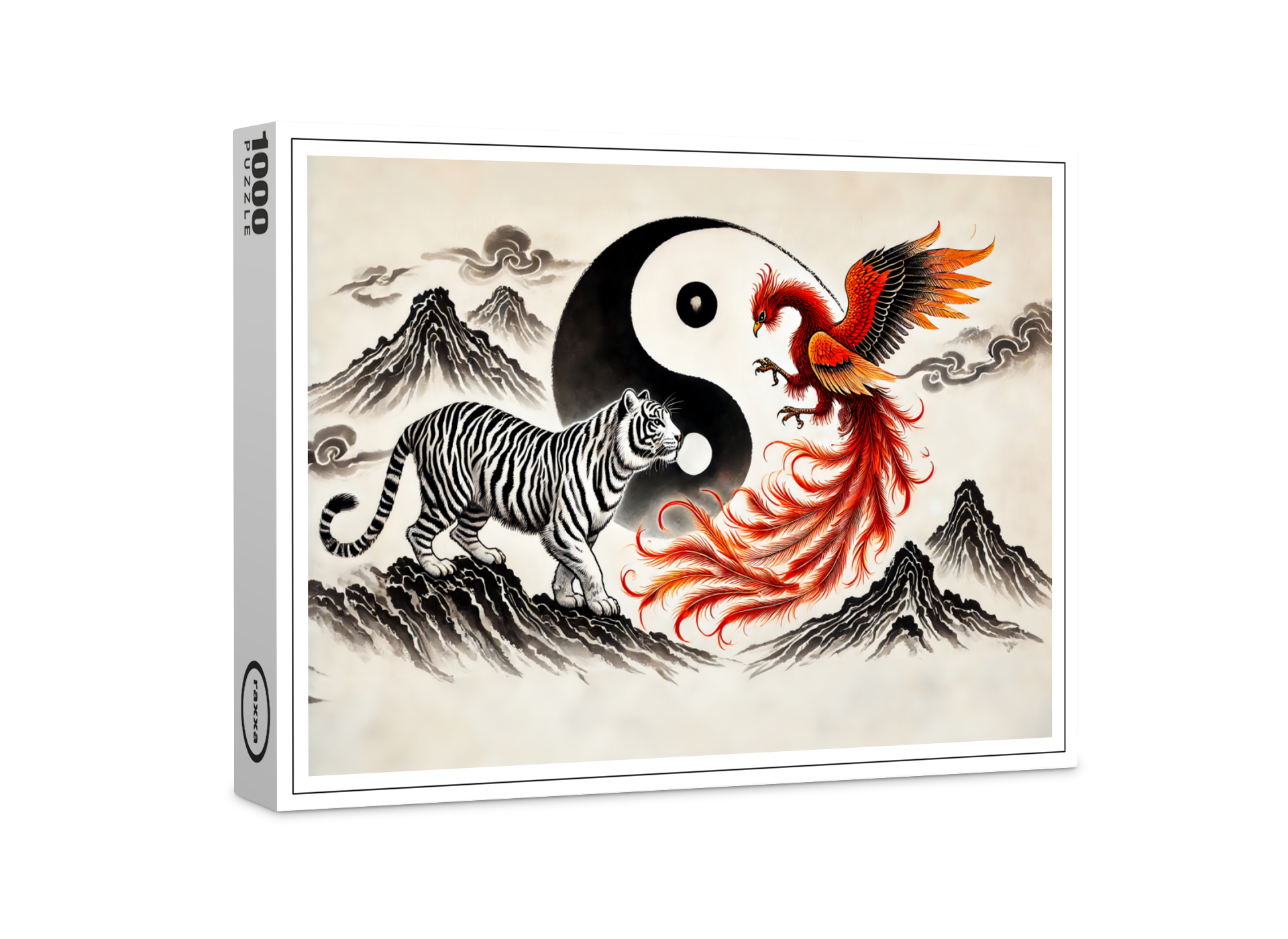 raxxa Premium-Puzzle: Yin and Yang Tiger and Phoenix in Asian Art Style