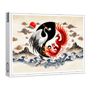 raxxa Premium-Puzzle: Yin and Yang Crane and Phoenix in Asian Art Style