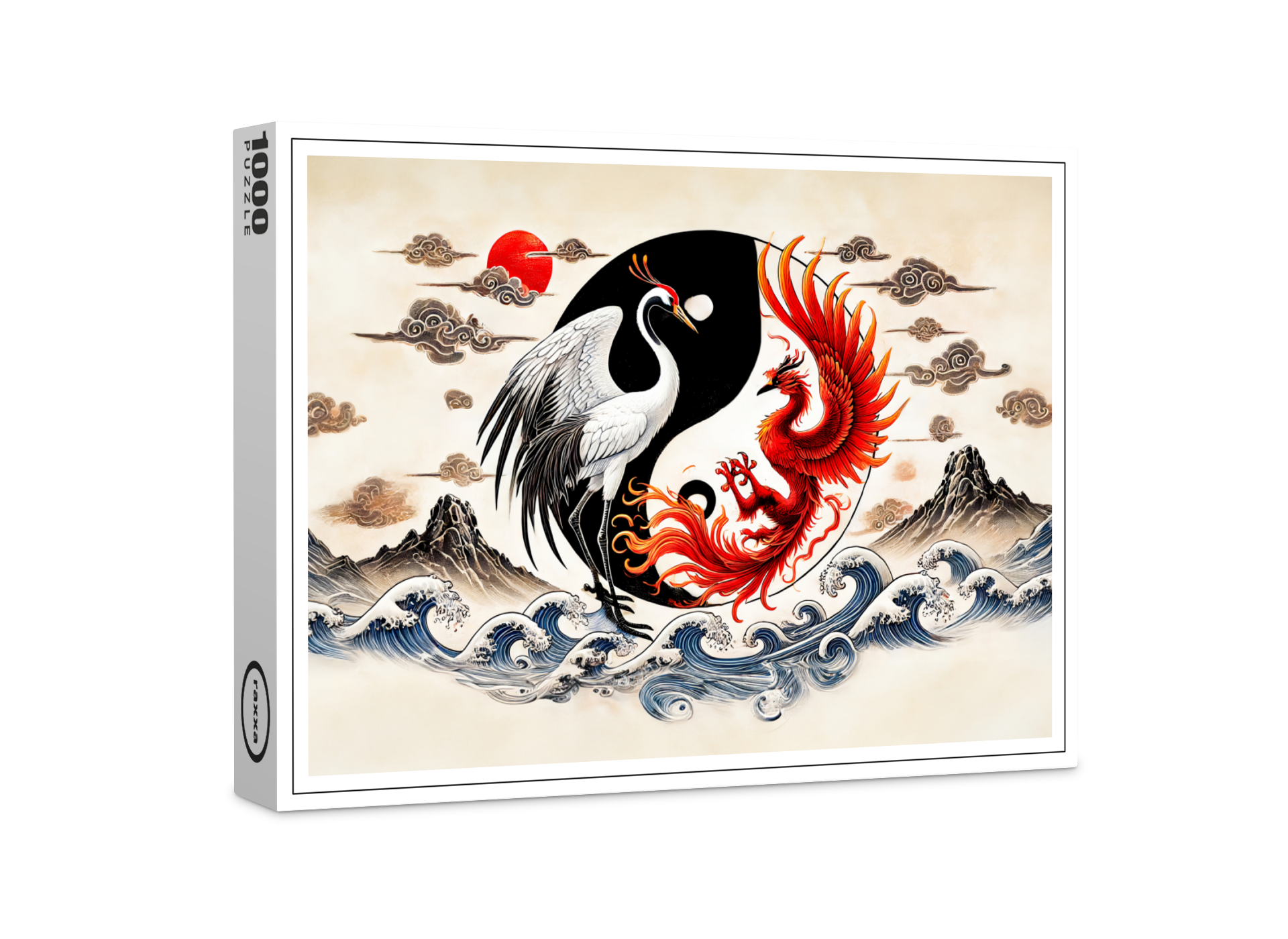 raxxa Premium-Puzzle: Yin and Yang Crane and Phoenix in Asian Art Style