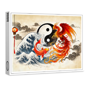 raxxa Premium-Puzzle: Yin and Yang Koi and Phoenix in Asian Art Style