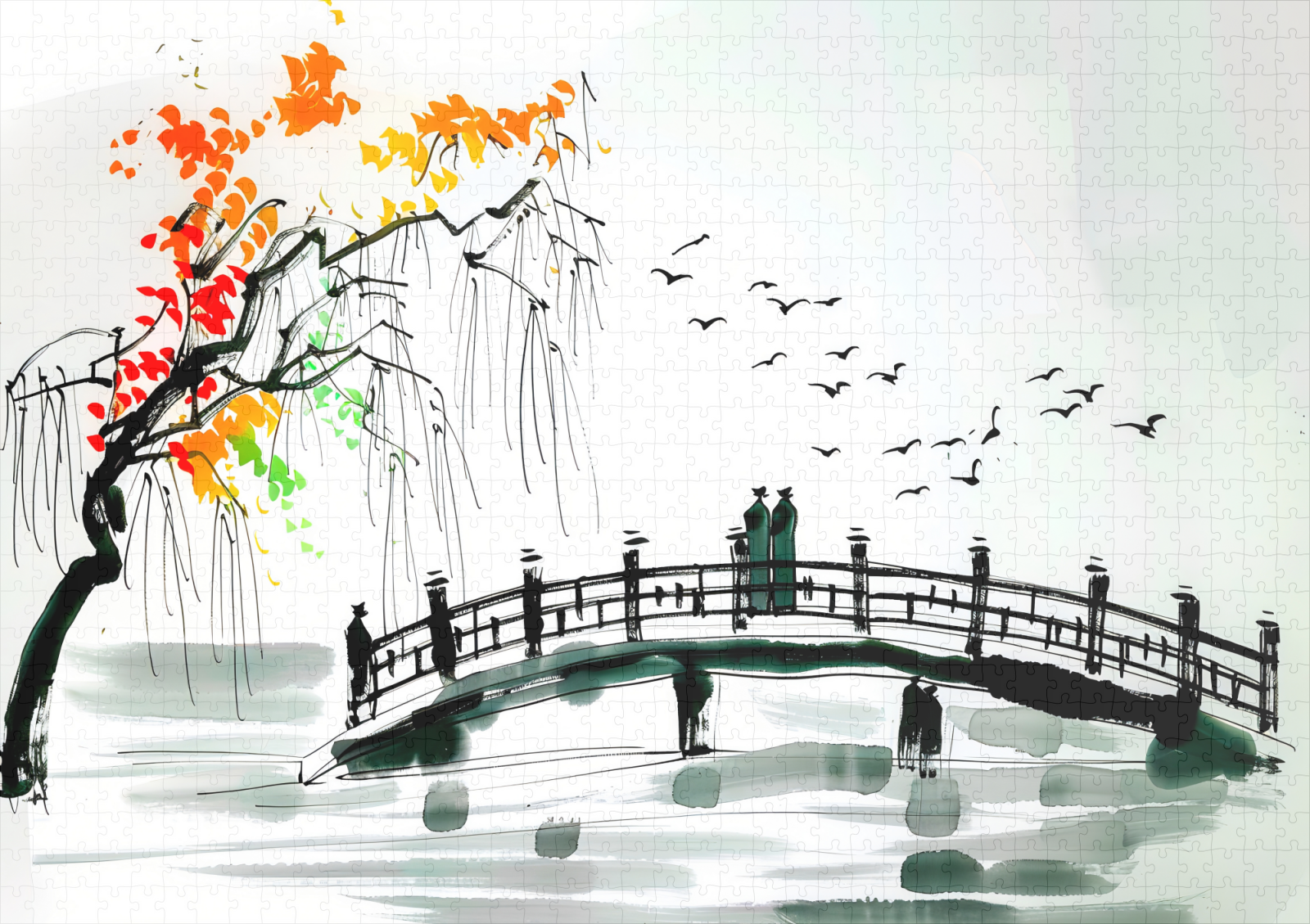 raxxa Premium-Puzzle: Bridge by a Pond in a Tranquil Garden - immagine 2