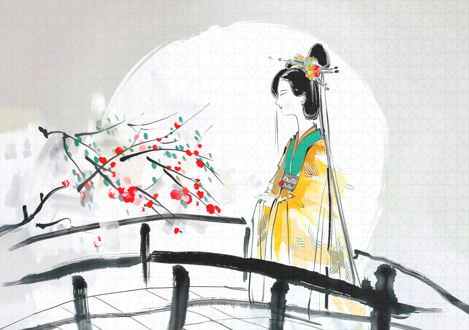 raxxa Premium-Puzzle: Geisha Standing on a Bridge - immagine 2