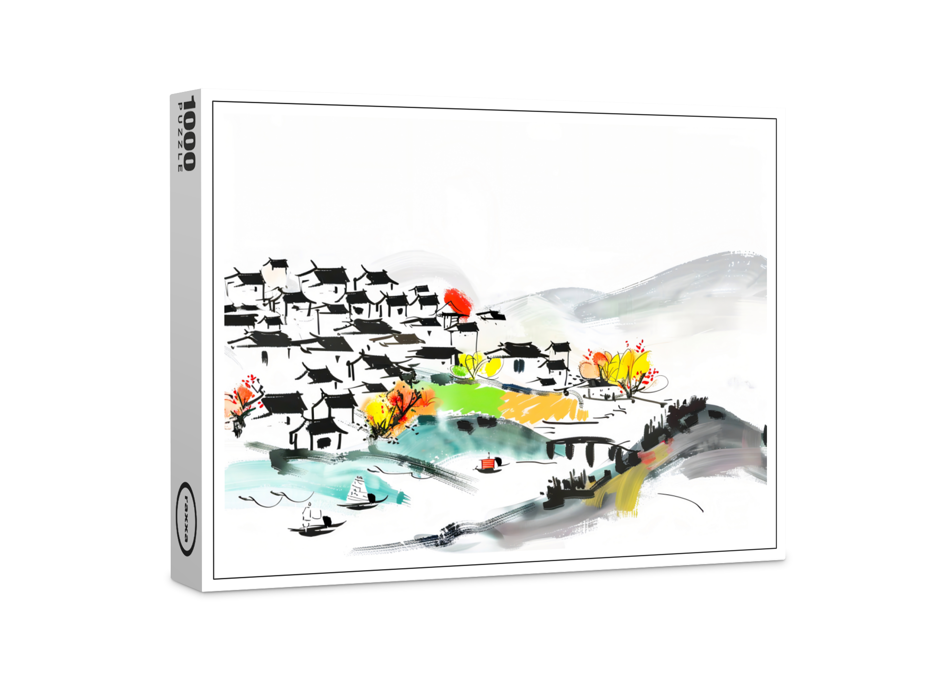 raxxa Premium-Puzzle: Chinese traditional Village in the mountains