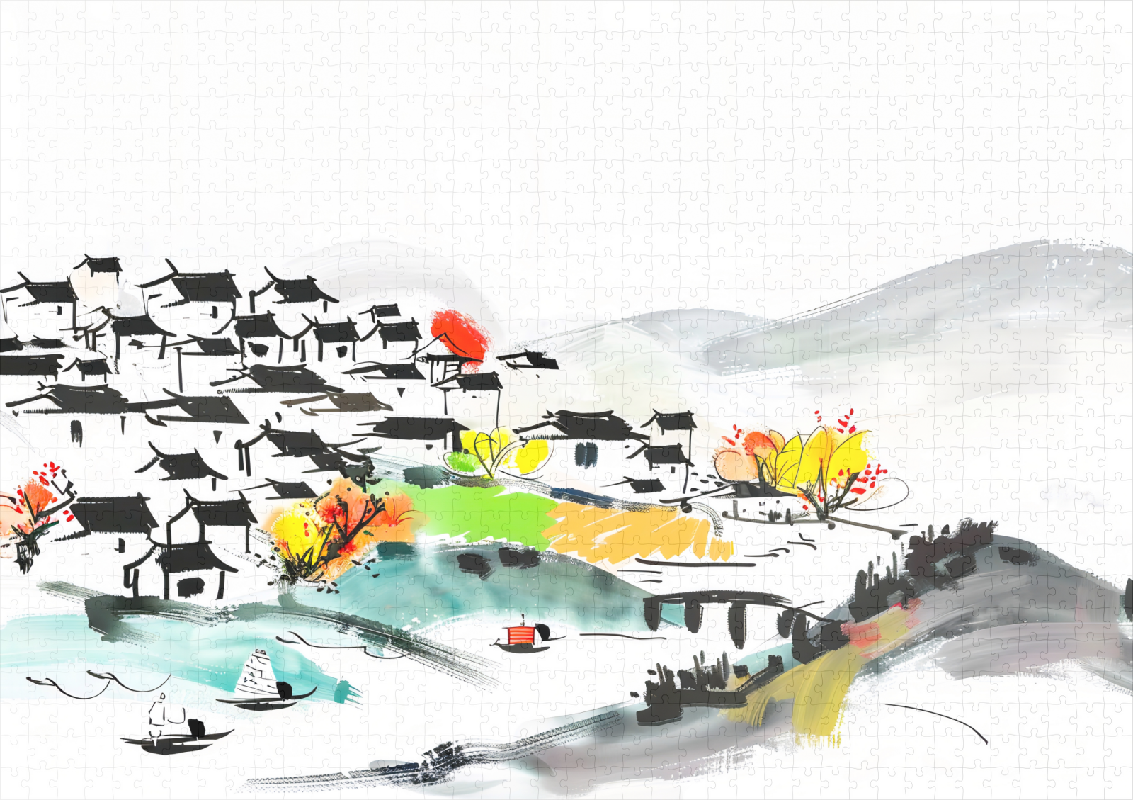 raxxa Premium-Puzzle: Chinese traditional Village in the mountains – Image 2