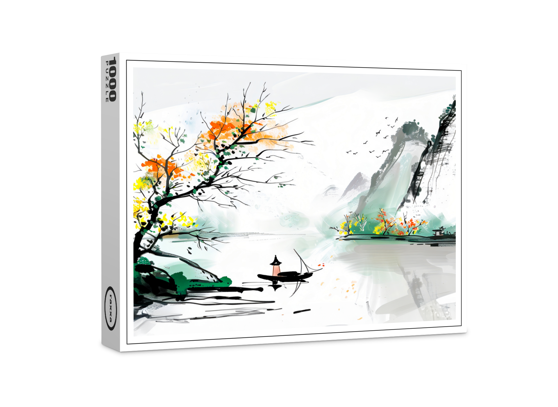 raxxa Premium-Puzzle: Chinese Fisherman on a Mountain Lake