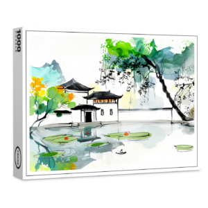 raxxa Premium-Puzzle: Chinese Temple by a Lotus Pond