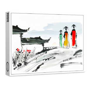 raxxa Premium-Puzzle: Visitors at a Temple Courtyard