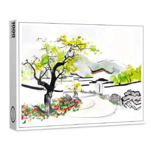 raxxa Premium-Puzzle: Chinese Village View with Traditional Temple