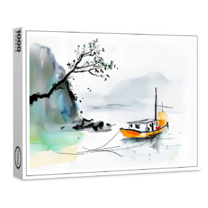 raxxa Premium-Puzzle: Chinese Junk Sailing on Tranquil Waters
