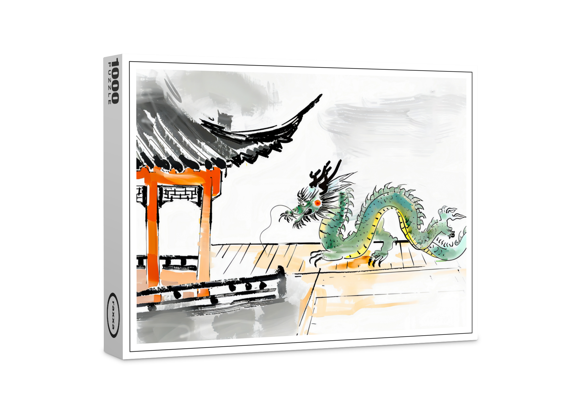raxxa Premium-Puzzle: Green Chinese Dragon at Temple