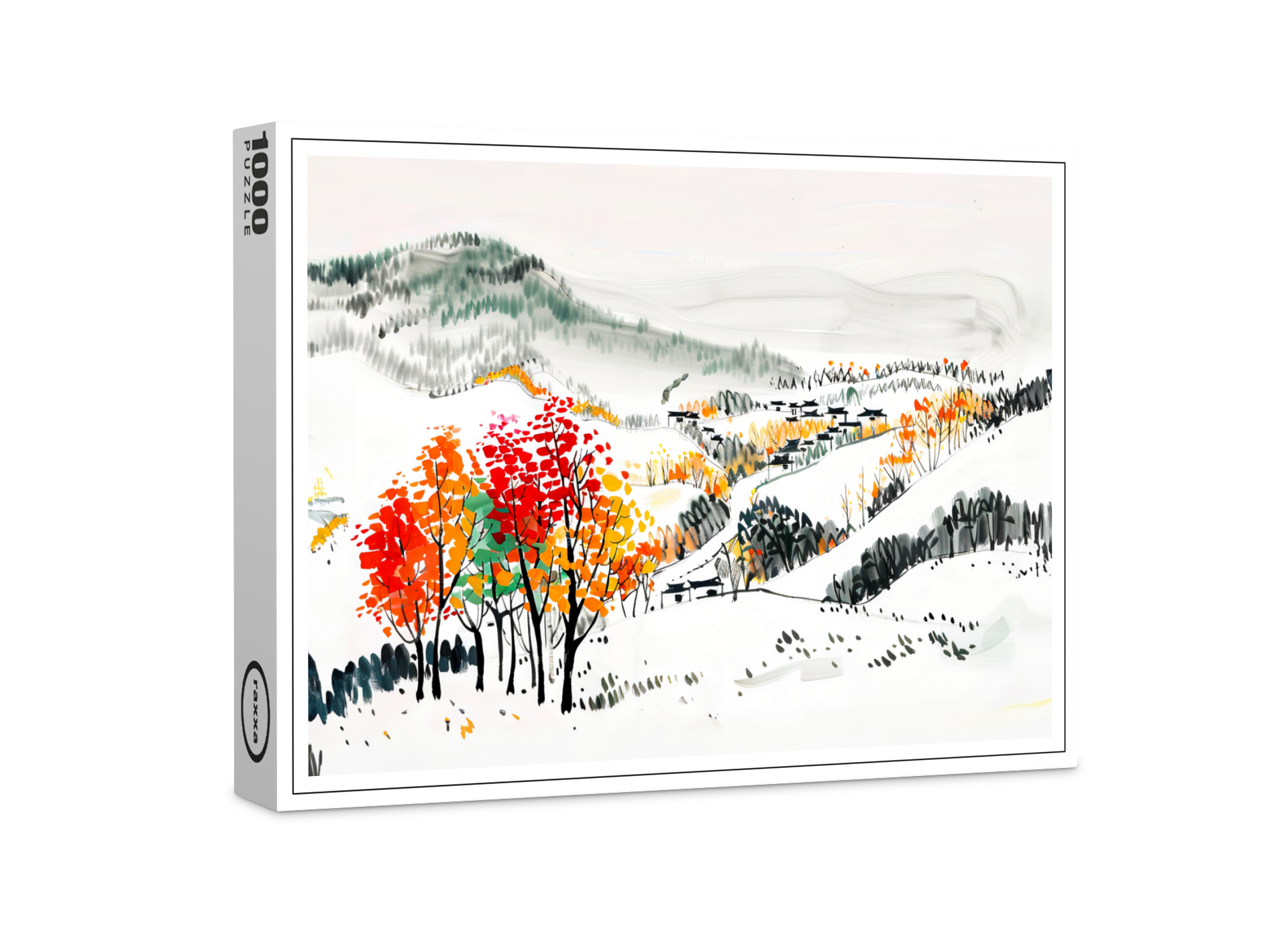 raxxa Premium-Puzzle: Autumn Landscape with Mountain Village
