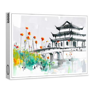 raxxa Premium-Puzzle: Chinese Temple by a Flowering Pond