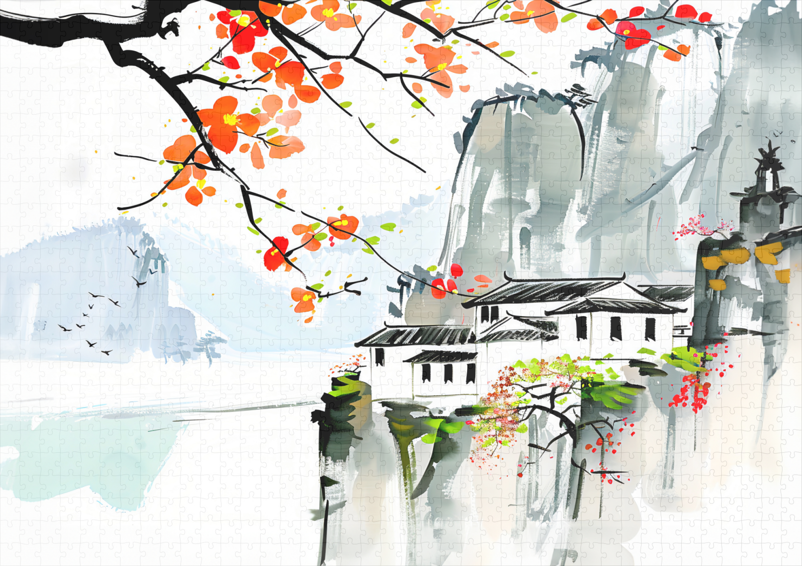 raxxa Premium-Puzzle: Chinese Springtime in a Mountain Village – Image 2