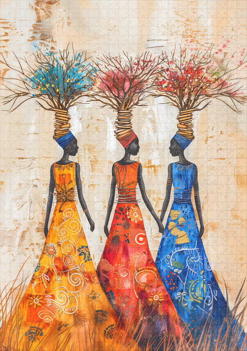 raxxa Premium-Puzzle: African Women with Colorful Firewood - immagine 2
