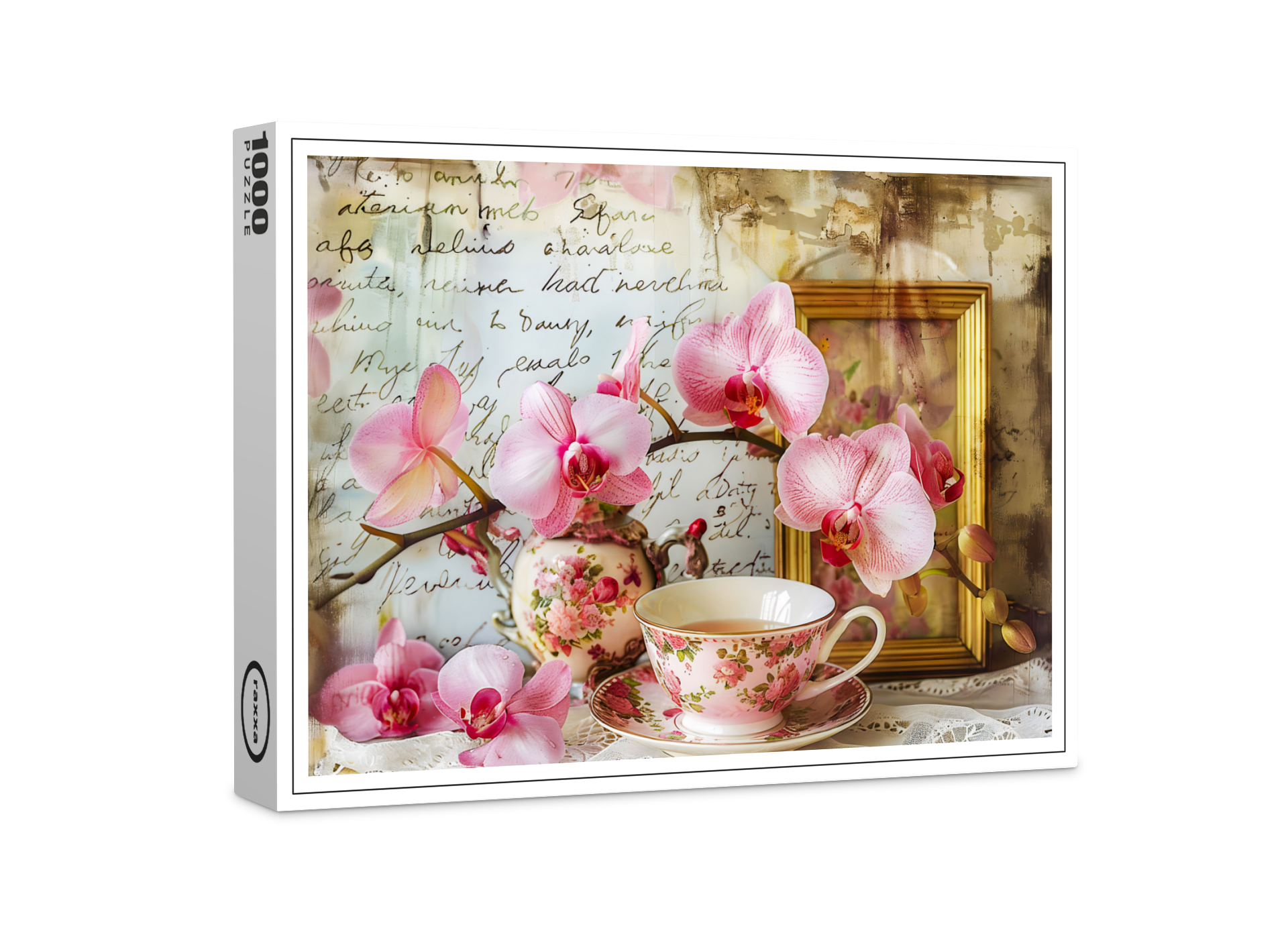 raxxa Premium-Puzzle: Orchids with Teacup and Picture Frame