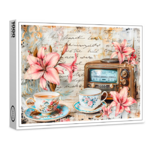 raxxa Premium-Puzzle: Pink Lily with Antique Radio Receiver