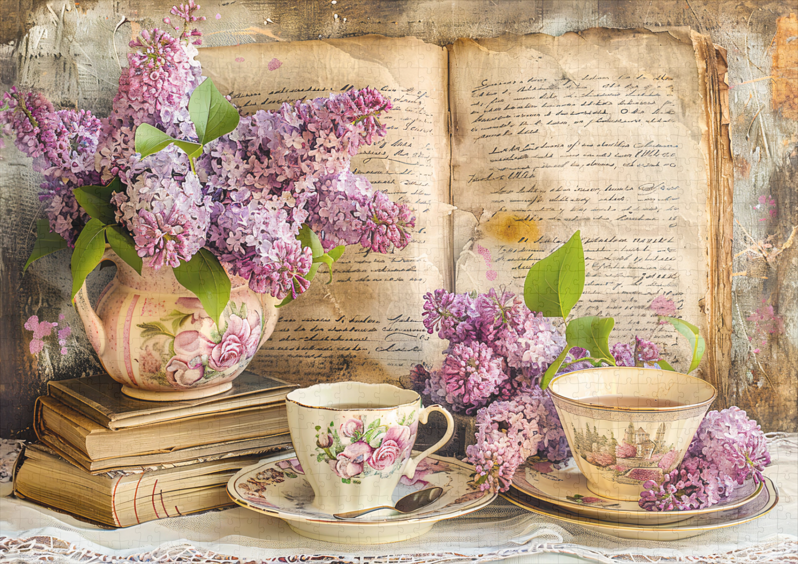 raxxa Premium-Puzzle: Lilac Bunch in an Antique Coffee Pot – Image 2